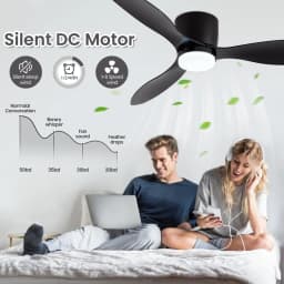 IRALAN Low Floor 52inch Ceiling Fan Modern Bedroom LED Fan Light Dining Living Room Ceiling Lamp Fan Household Electric Fan
