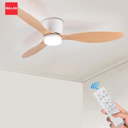 IRALAN Low Floor 52inch Ceiling Fan Modern Bedroom LED Fan Light Dining Living Room Ceiling Lamp Fan Household Electric Fan