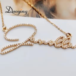 Duoying Zirconia Initial Letters Necklaces Women Personalized Necklace with Names Crystal Pendant Necklace Mom Gift