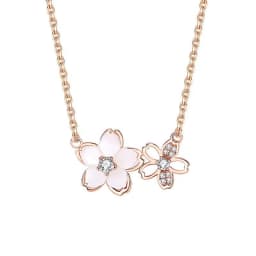 Luxury Shiny Sakura Pendant for Women Fashion Trendy Stereoscopic Flower Necklace High Quality Jewelry Women