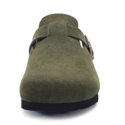Comwarm Buckle Clogs For Women Men New Genuine Suede Clogs with Arch Support Soft Cork Footbed Mules Fashion Thick Beach Sandals