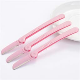 3Pcs/Set Pink Folding Eyebrow Trimmer Armpit Hair Razor Beauty Face Eye Brow Shaper Shaver Stainless Steel Blades Makeup Tools