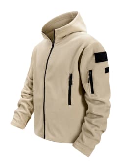 Men's Tactical Fleece Jacket Full Zip Hooded Coat Warm Casual Hoodies Camping Hiking Running Jogger Sports Jacket Men Streetwear