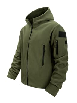Men's Tactical Fleece Jacket Full Zip Hooded Coat Warm Casual Hoodies Camping Hiking Running Jogger Sports Jacket Men Streetwear