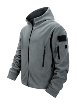 Men's Tactical Fleece Jacket Full Zip Hooded Coat Warm Casual Hoodies Camping Hiking Running Jogger Sports Jacket Men Streetwear