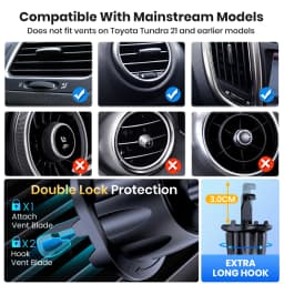 TOPK Car Phone Holder Mount for Cell Phones Upgraded Metal Hook Design,Hands-Free Holder for All Phones,Adjustable & Secure Fit
