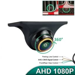 Car Camera AHD 1080P/CCD 360 Degree Rotating Fisheye Front/Side/Rear View Backup Camera for Car, Pickup, Truck, SUV, Van