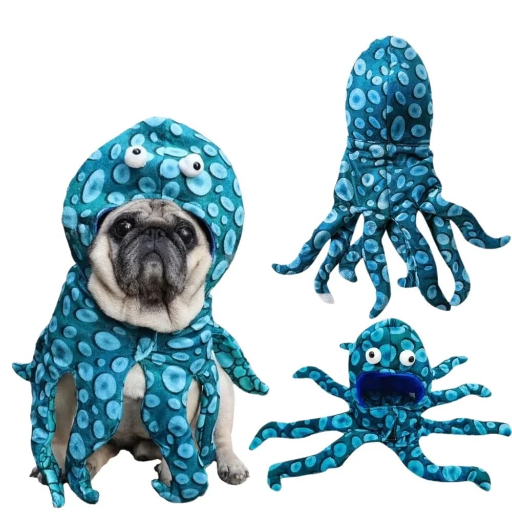 Octopus Costume for Small Dogs and Cats, Dog Hoodies Cold Weather Coat,Dog Pajamas for Christmas Halloween