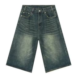 IEFB Vintage Men's Short Jeans Summer Loose Male Wide Leg Knee Length Denim Shorts New Washed Fashion Men Bottoms 9A8825