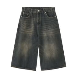 IEFB Vintage Men's Short Jeans Summer Loose Male Wide Leg Knee Length Denim Shorts New Washed Fashion Men Bottoms 9A8825