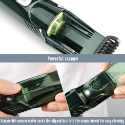 Solimpia Cordless Beard Trimmer Men Rechargeable Electric Shaver Built-in Vacuum Clipper for Mustache Sideburns IPX6 Washable