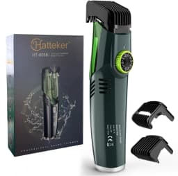 Solimpia Cordless Beard Trimmer Men Rechargeable Electric Shaver Built-in Vacuum Clipper for Mustache Sideburns IPX6 Washable