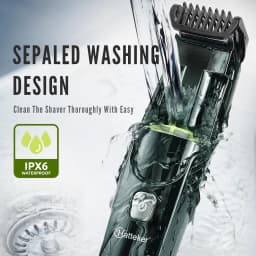 Solimpia Cordless Beard Trimmer Men Rechargeable Electric Shaver Built-in Vacuum Clipper for Mustache Sideburns IPX6 Washable