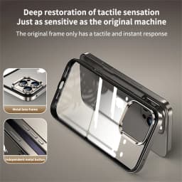 Luxury 2 IN 1 Acrylic Clear Case For iPhone 13 14 15 16 Pro Max Light Aluminum Metal Lens Frame Ultra Thin Alloy Bumper Cover