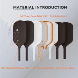 JUCIAO T-Titanium Pickleball Paddle Carbon Fiber Pickleballs For Spin And Control Foam Injected Edges Thermoformed Pickleball
