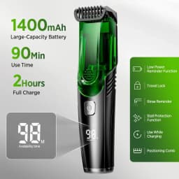 Vacuum Hair Clipper Men LCD Rechargeable Beard Trimmer Self Hair Cutting Kit Cordless Barber IPX6 Washable 20 Lengths Gift
