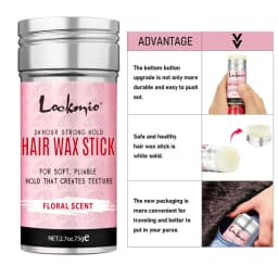 Professional Styling Wax for Women Anti-frizz Pomade Smoothing Broken Back Hair Mud Messy Hairs Control Wax Rod for Natural Wigs