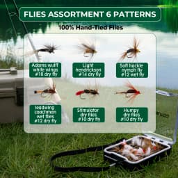 Goture Fly Fishing Rod and Reel Combo with Fly Rod & Gear Case, 9FT 4-Piece Fly Rod, Pre-Spooled Reel, Fly Line, Flies, Tool