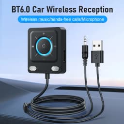 USB Bluetooth 6.0 Car Receiver Adapter with Mics and Noise Cancellation, 3.5Mm USB AUX Bluetooth Receiver Car Kit Stereo Audio