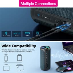 Ortizan Bluetooth Speakers 40W TWS Portable Speaker with Stereo Sound Bass, Bluetooth 5.3 Wireless USB Type C Outdoor, 6600mAh Battery