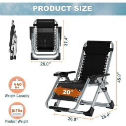 Zero Gravity Outdoor Lounge Chairs Set of 2 Reclining with Cushion Headrest Cup Holder for Patio Garden