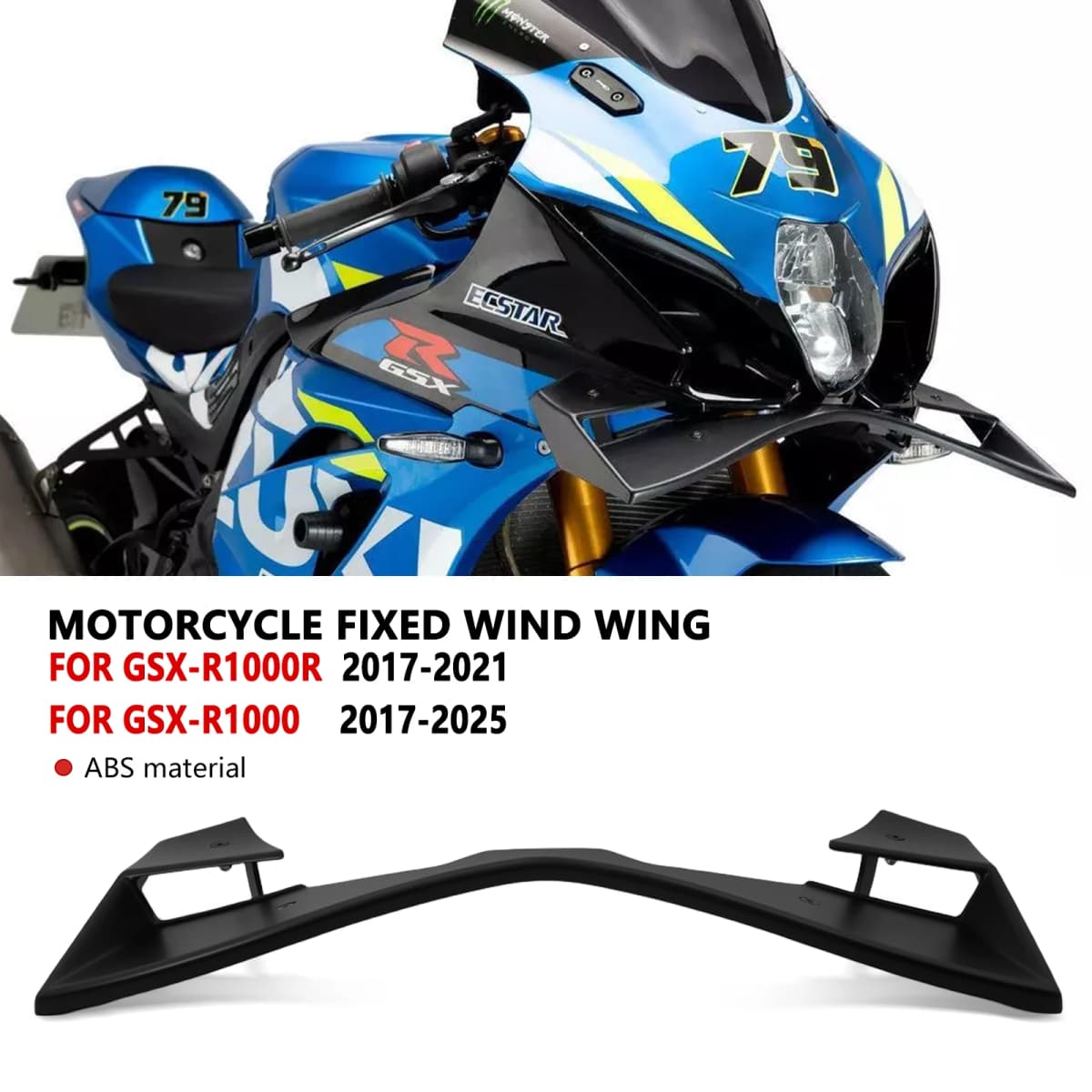 New Motorcycle Front Fairing Winglet Aerodynamic Wing Spoiler Winglet Fairing For GSX-R1000 2017-2025 GSX R1000R 2017-2021