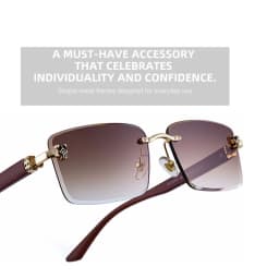 2026 Wooden Rimless Sunglasses Women Trendy Retro UV400 Protection Square Sunglass Men Brand Design Fashion Glasses Dropshipping