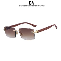 2026 Wooden Rimless Sunglasses Women Trendy Retro UV400 Protection Square Sunglass Men Brand Design Fashion Glasses Dropshipping