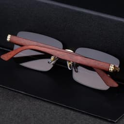 2026 Wooden Rimless Sunglasses Women Trendy Retro UV400 Protection Square Sunglass Men Brand Design Fashion Glasses Dropshipping