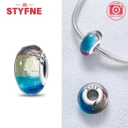 Real Sterling Silver 925 Flower Charms Glass New Original Bead Colorful Murano Fit Original Bracelet DIY for Women Jewelry Gifts