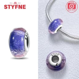 Real Sterling Silver 925 Flower Charms Glass New Original Bead Colorful Murano Fit Original Bracelet DIY for Women Jewelry Gifts