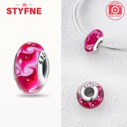 Real Sterling Silver 925 Flower Charms Glass New Original Bead Colorful Murano Fit Original Bracelet DIY for Women Jewelry Gifts