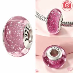 Real Sterling Silver 925 Flower Charms Glass New Original Bead Colorful Murano Fit Original Bracelet DIY for Women Jewelry Gifts