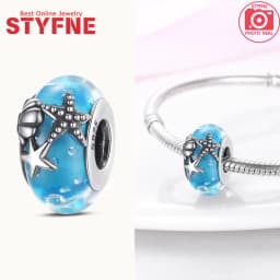 Real Sterling Silver 925 Flower Charms Glass New Original Bead Colorful Murano Fit Original Bracelet DIY for Women Jewelry Gifts