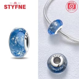 Real Sterling Silver 925 Flower Charms Glass New Original Bead Colorful Murano Fit Original Bracelet DIY for Women Jewelry Gifts