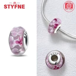 Real Sterling Silver 925 Flower Charms Glass New Original Bead Colorful Murano Fit Original Bracelet DIY for Women Jewelry Gifts