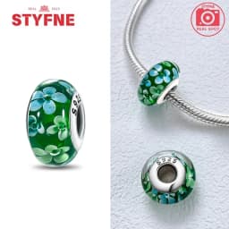 Real Sterling Silver 925 Flower Charms Glass New Original Bead Colorful Murano Fit Original Bracelet DIY for Women Jewelry Gifts