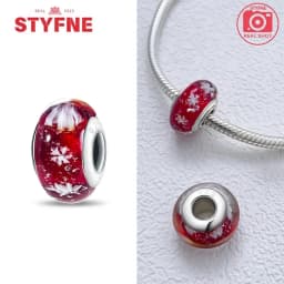 Real Sterling Silver 925 Flower Charms Glass New Original Bead Colorful Murano Fit Original Bracelet DIY for Women Jewelry Gifts
