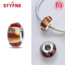 Real Sterling Silver 925 Flower Charms Glass New Original Bead Colorful Murano Fit Original Bracelet DIY for Women Jewelry Gifts