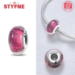 Real Sterling Silver 925 Flower Charms Glass New Original Bead Colorful Murano Fit Original Bracelet DIY for Women Jewelry Gifts