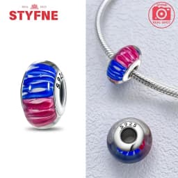 Real Sterling Silver 925 Flower Charms Glass New Original Bead Colorful Murano Fit Original Bracelet DIY for Women Jewelry Gifts