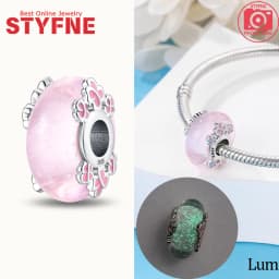Real Sterling Silver 925 Flower Charms Glass New Original Bead Colorful Murano Fit Original Bracelet DIY for Women Jewelry Gifts