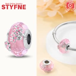 Real Sterling Silver 925 Flower Charms Glass New Original Bead Colorful Murano Fit Original Bracelet DIY for Women Jewelry Gifts