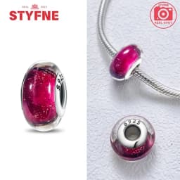 Real Sterling Silver 925 Flower Charms Glass New Original Bead Colorful Murano Fit Original Bracelet DIY for Women Jewelry Gifts