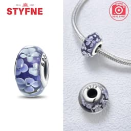Real Sterling Silver 925 Flower Charms Glass New Original Bead Colorful Murano Fit Original Bracelet DIY for Women Jewelry Gifts