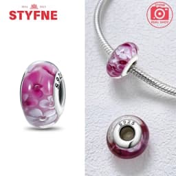 Real Sterling Silver 925 Flower Charms Glass New Original Bead Colorful Murano Fit Original Bracelet DIY for Women Jewelry Gifts