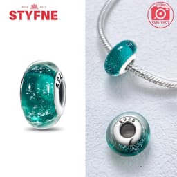 Real Sterling Silver 925 Flower Charms Glass New Original Bead Colorful Murano Fit Original Bracelet DIY for Women Jewelry Gifts