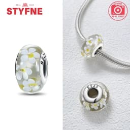 Real Sterling Silver 925 Flower Charms Glass New Original Bead Colorful Murano Fit Original Bracelet DIY for Women Jewelry Gifts