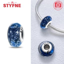 Real Sterling Silver 925 Flower Charms Glass New Original Bead Colorful Murano Fit Original Bracelet DIY for Women Jewelry Gifts