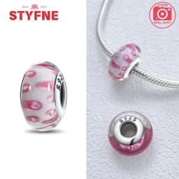 Real Sterling Silver 925 Flower Charms Glass New Original Bead Colorful Murano Fit Original Bracelet DIY for Women Jewelry Gifts